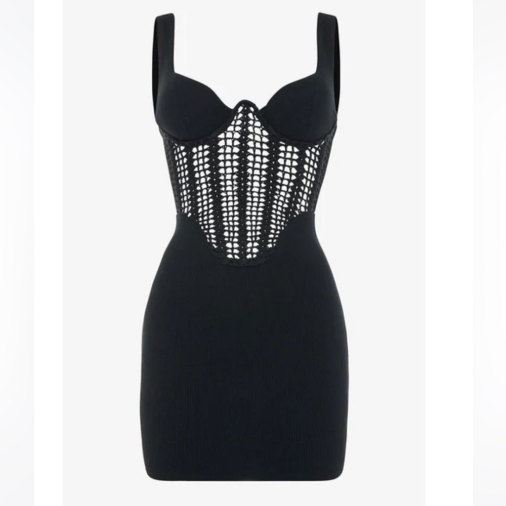 NWT Heiress Beverly Hills Black Crotchet Corset Mini Dress - Size XL